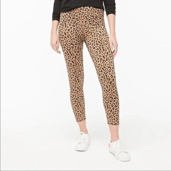 J. Crew Everyday High Rise Leopard Print Cropped Leggings Womens Size XS Animal - Picture 1 of 11